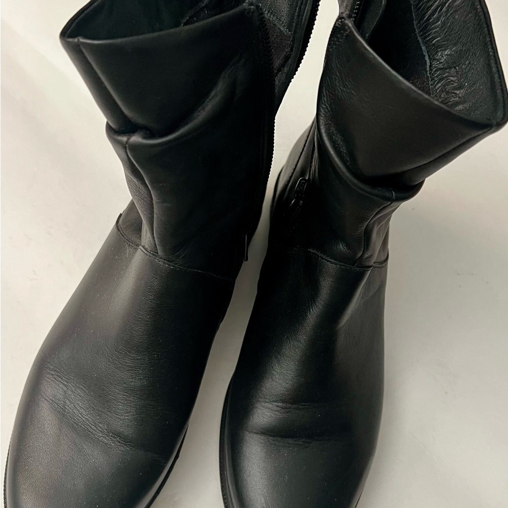 Hotter Women's Black Leather Slip-On Boots -  US 6